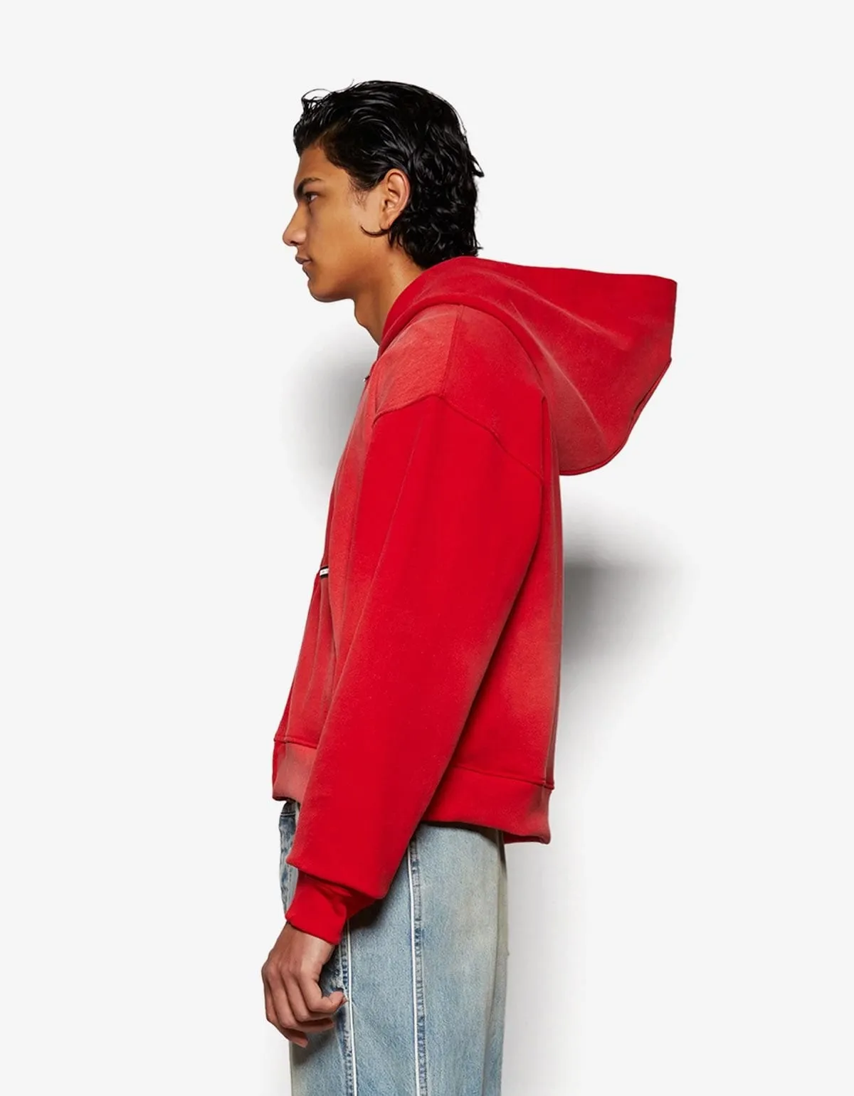 Nahmias Red Sunfade Boxy Zip-Up Hoodie sold by Zoo Fashions product image thumbnail 4