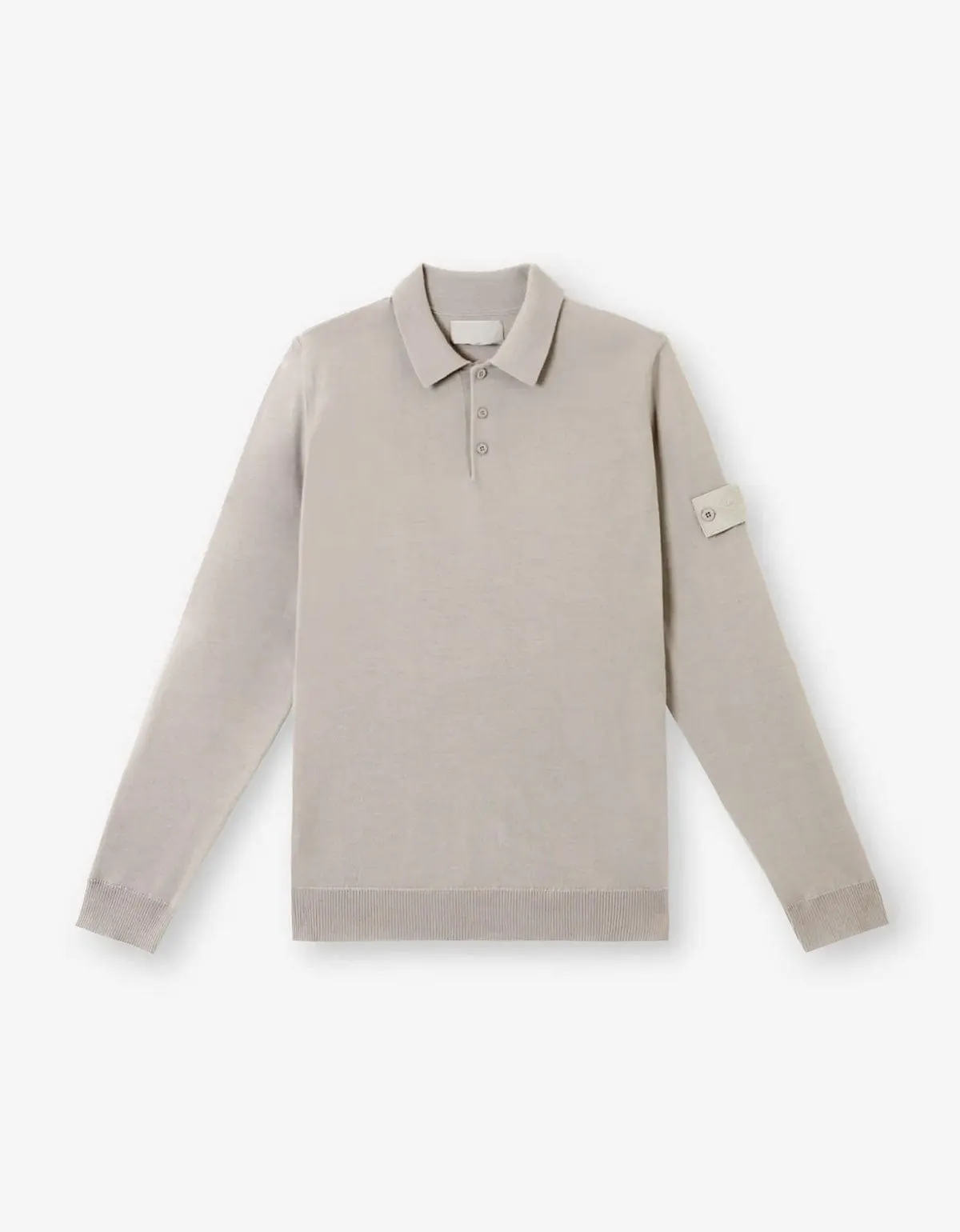 Stone Island Ghost Grey Wool LS Polo Shirt sold by Zoo Fashions