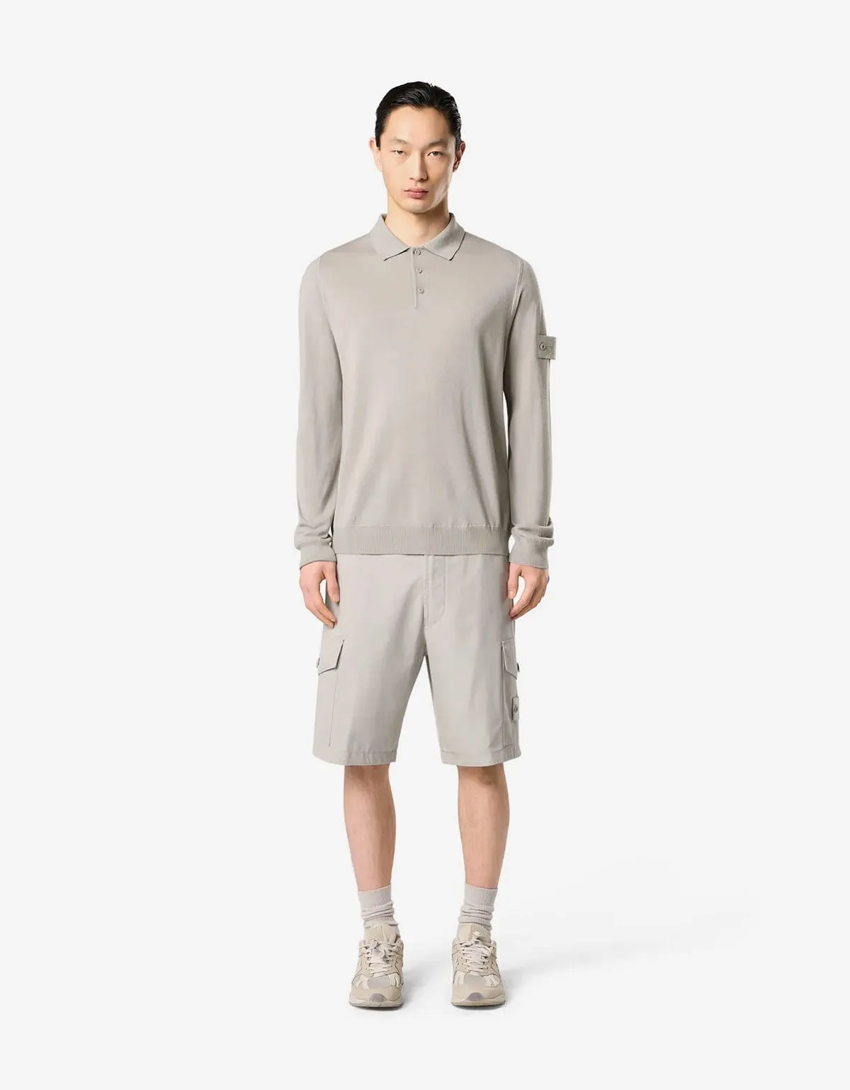 Stone Island Ghost Grey Wool LS Polo Shirt sold by Zoo Fashions product image thumbnail 2