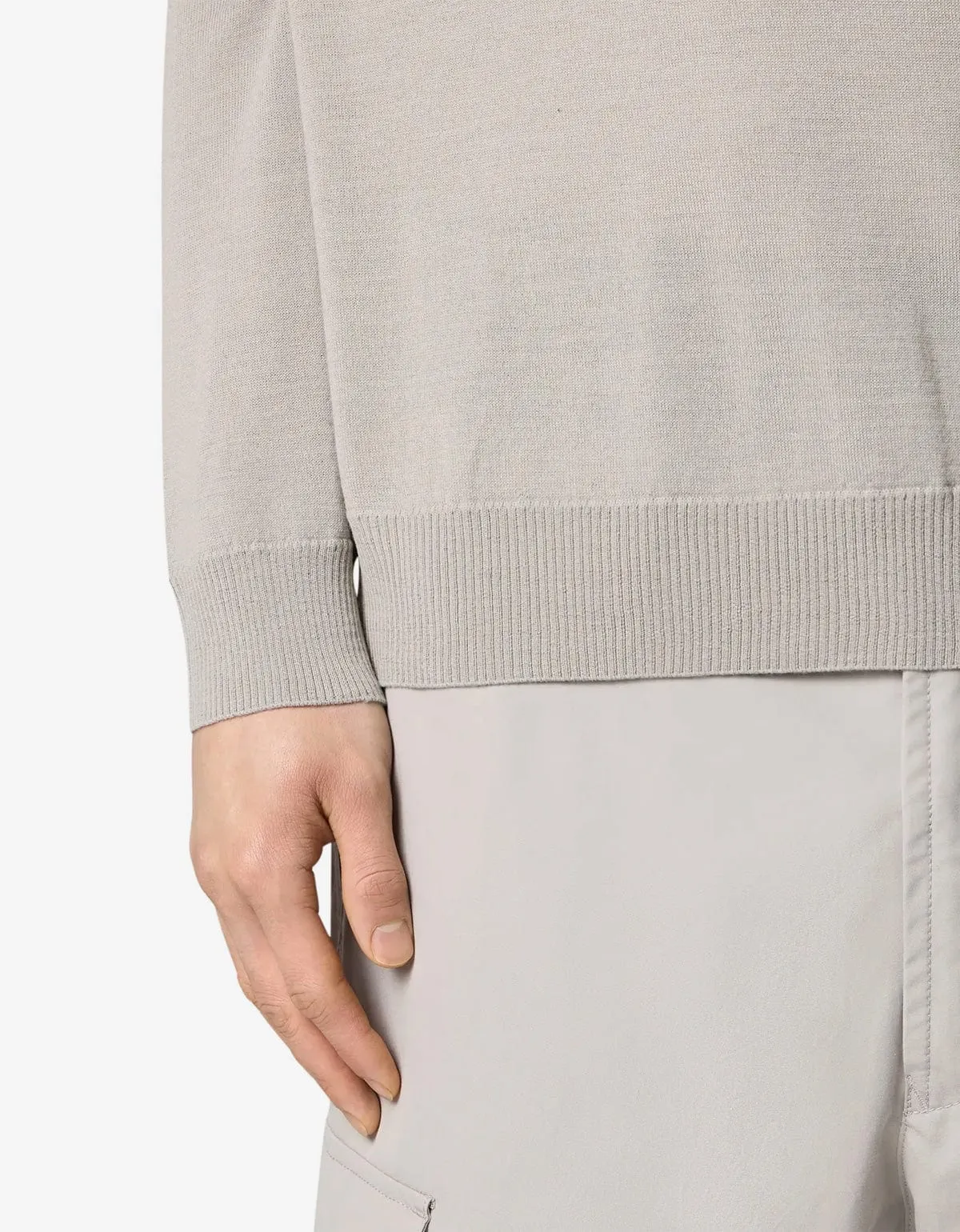 Stone Island Ghost Grey Wool LS Polo Shirt sold by Zoo Fashions product image thumbnail 5