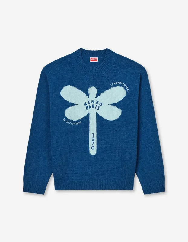 Kenzo Dragonfly Blue Embroidered Wool Jumper sold by Zoo Fashions