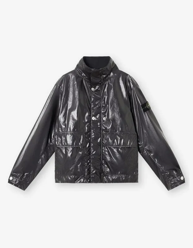 Stone Island Mussola Gommata-TC Black Biker Jacket sold by Zoo Fashions