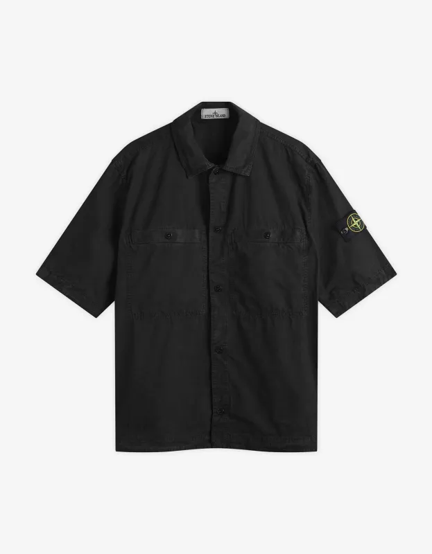 Stone Island Black Old Effect Short Sleeve Overshirt sold by Zoo Fashions