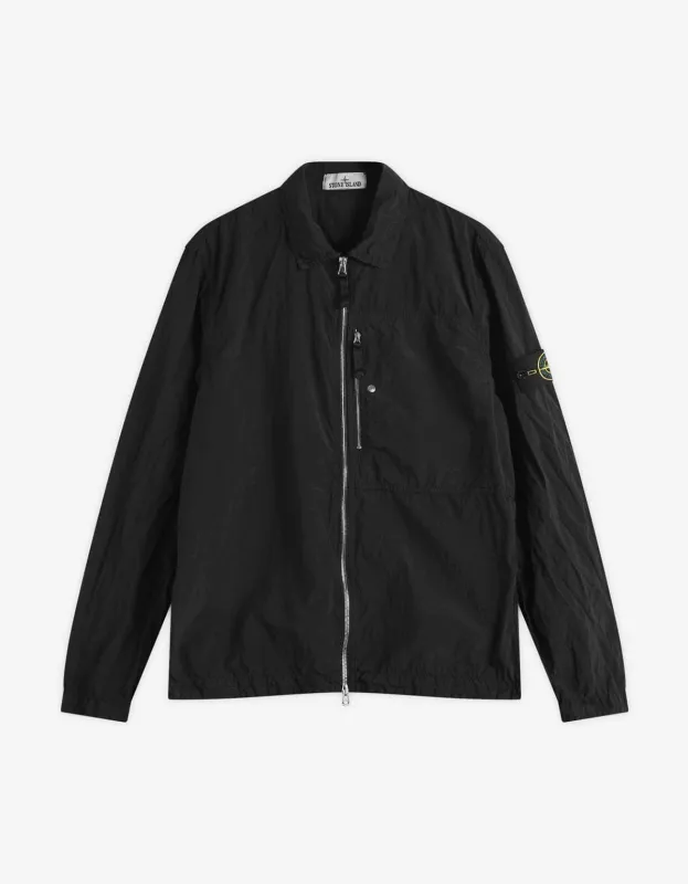 Stone Island Black Compass Logo Nylon Metal Overshirt sold by Zoo Fashions