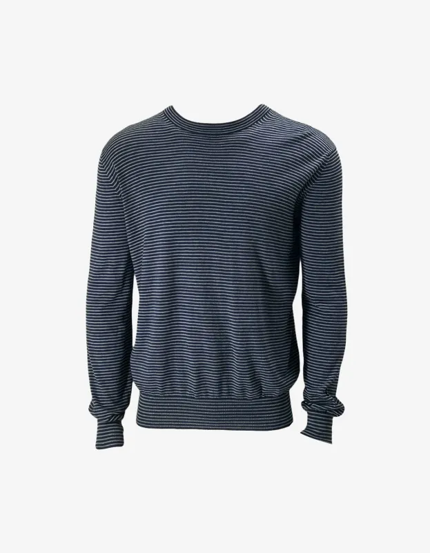 Gucci Blue Silk / Cashmere Wool Mix Knitted Stripe Jumper sold by Zoo Fashions