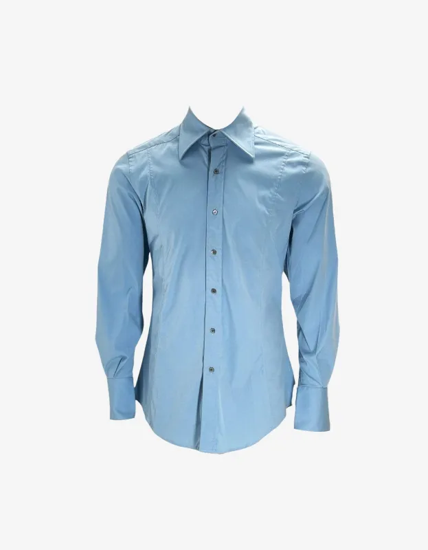 Gucci Blue Fitted Dress Shirt sold by Zoo Fashions