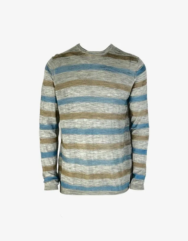 Prada Fine Gauge Crew Neck Knitwear With Multi Colour Stripes made by Prada