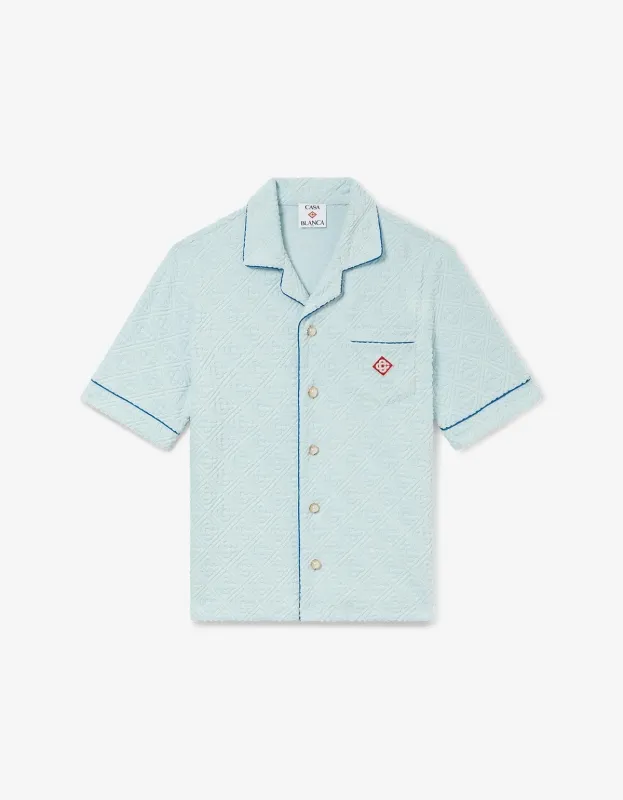 Casablanca Light Blue Monogram Towelling Shirt sold by Zoo Fashions