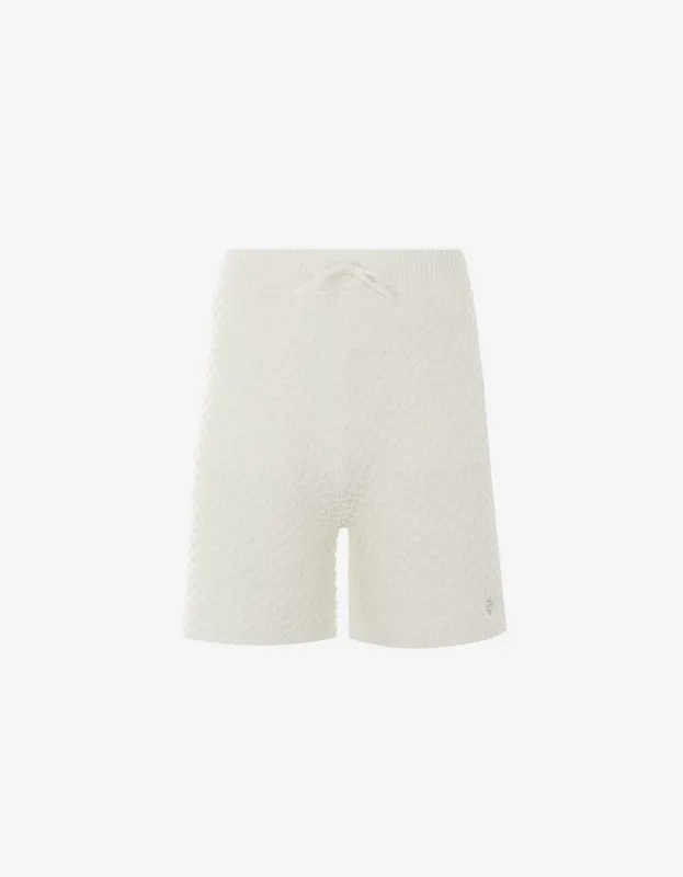 Casablanca White Textured Knitted Shorts sold by Zoo Fashions