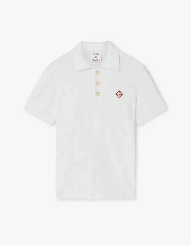 Casablanca White Boucle Polo Shirt sold by Zoo Fashions