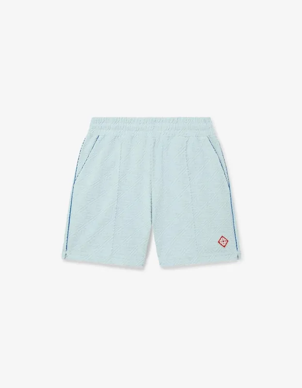 Casablanca Light Blue Monogram Towelling Shorts sold by Zoo Fashions