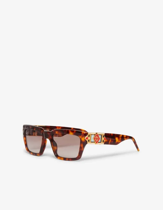 Casablanca Brown  Tortoiseshell Square Metope Sunglasses sold by Zoo Fashions