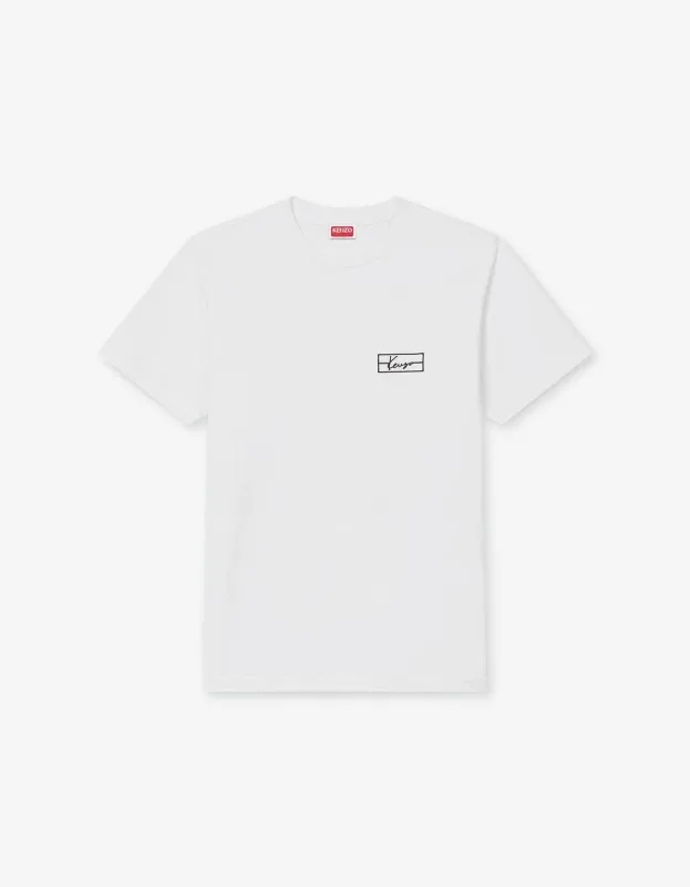 Kenzo Weave White Logo Embroidered T-Shirt sold by Zoo Fashions
