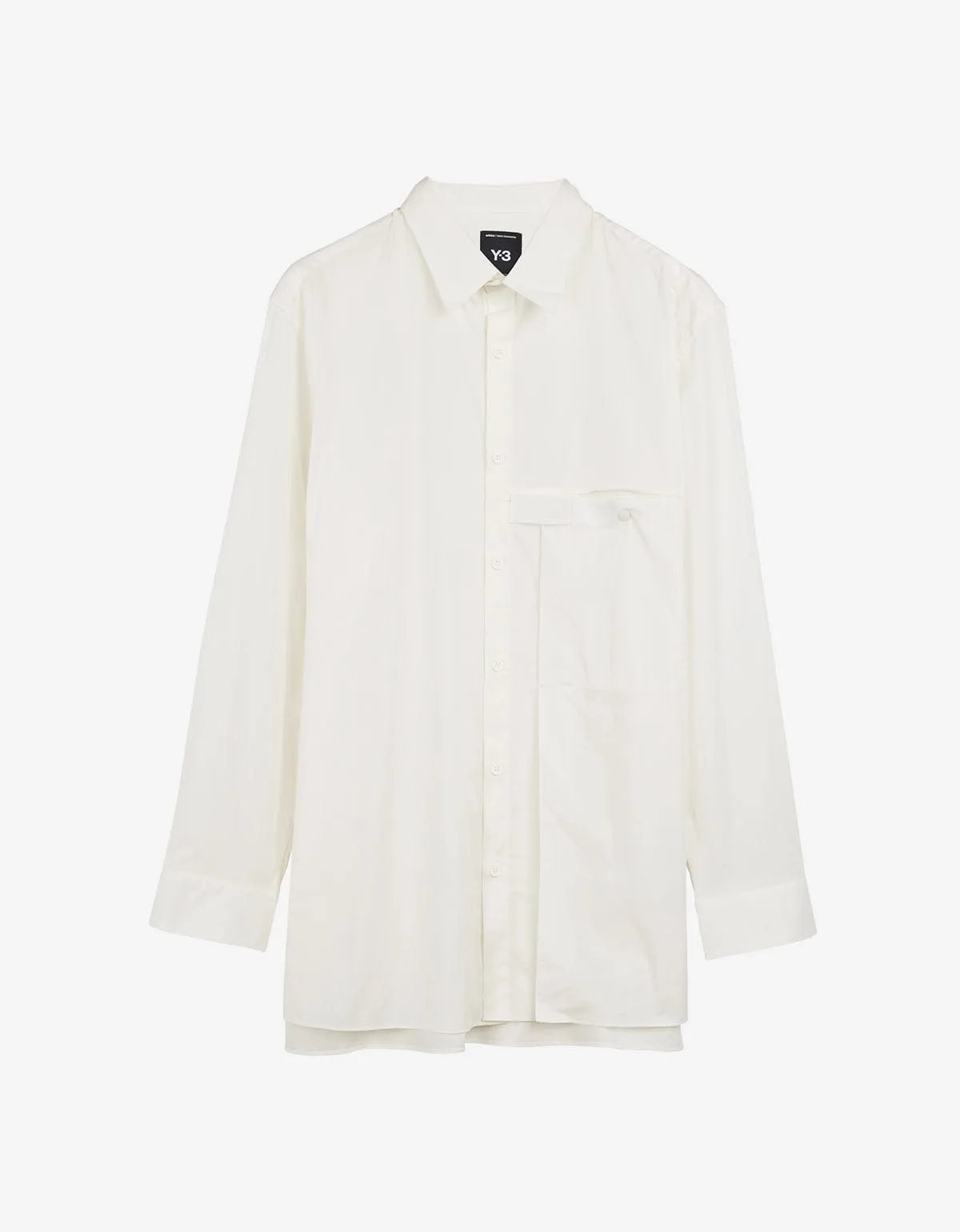 Y-3 White Pleated Pocket Shirt sold by Zoo Fashions