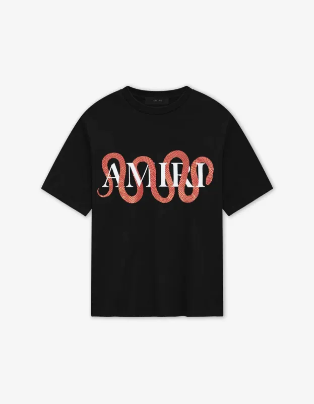 Amiri Black Snake Logo Print T-Shirt sold by Zoo Fashions