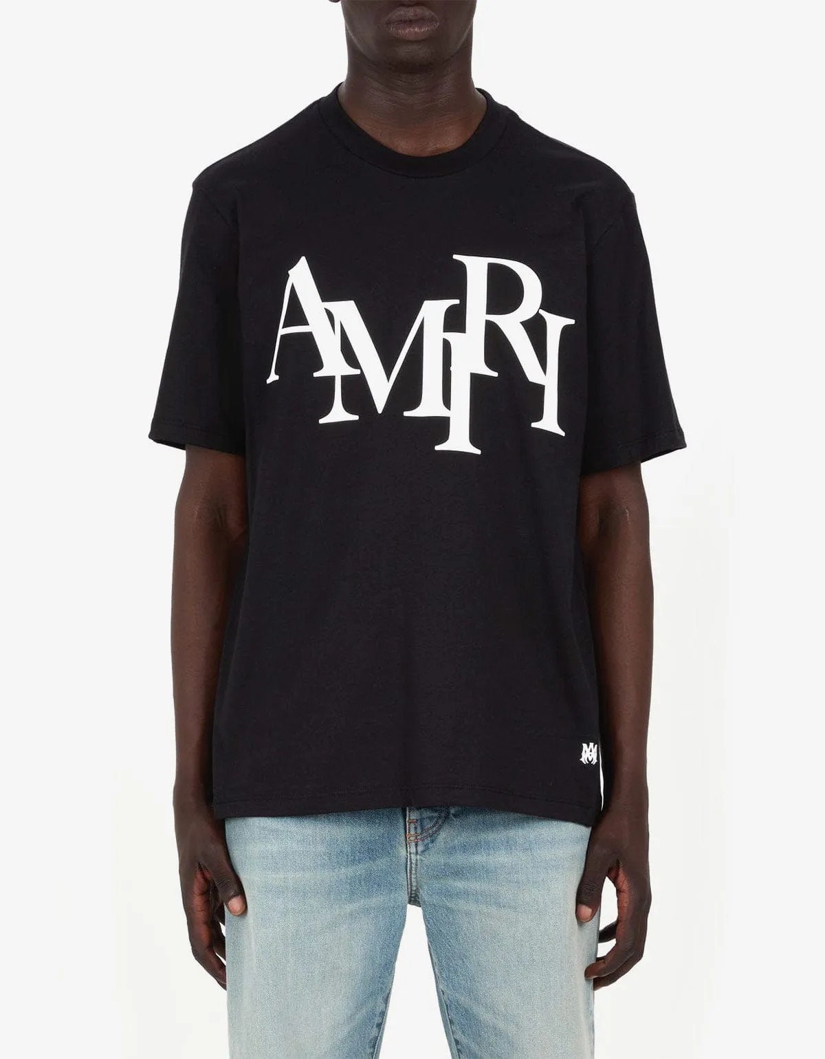 Amiri Black Staggered Logo T-Shirt sold by Zoo Fashions product image thumbnail 2