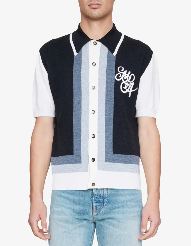 Amiri Black MA Swirls Retro Polo T-Shirt sold by Zoo Fashions