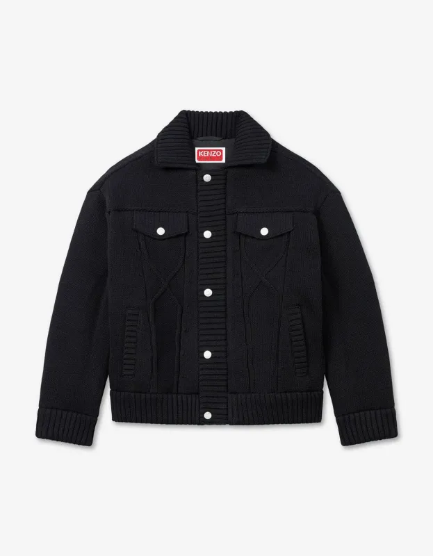 Kenzo Black Knitted Puffer Jacket sold by Zoo Fashions