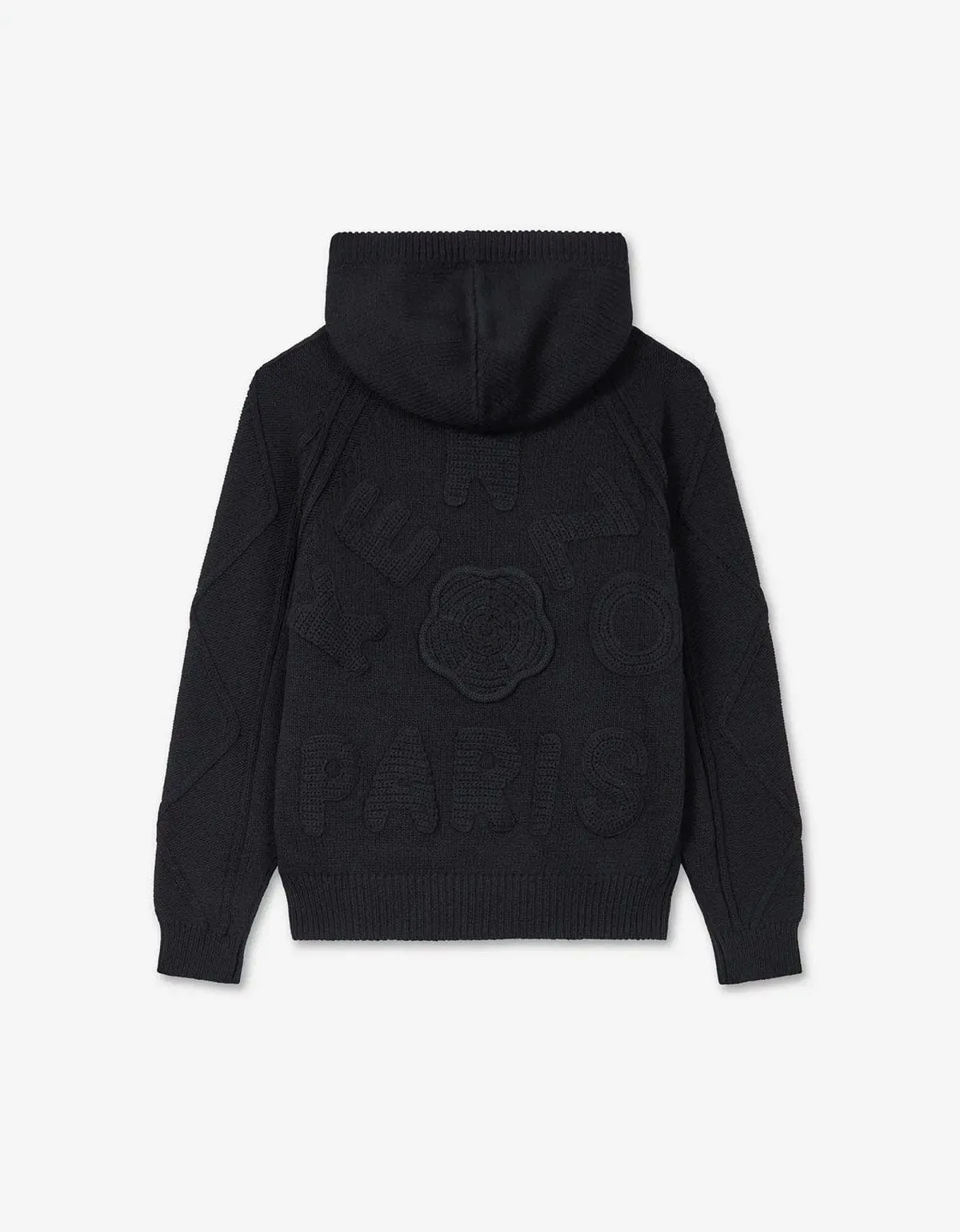 Kenzo Black Hand-Embroidered Cable Knitted Hoodie sold by Zoo Fashions product image thumbnail 2