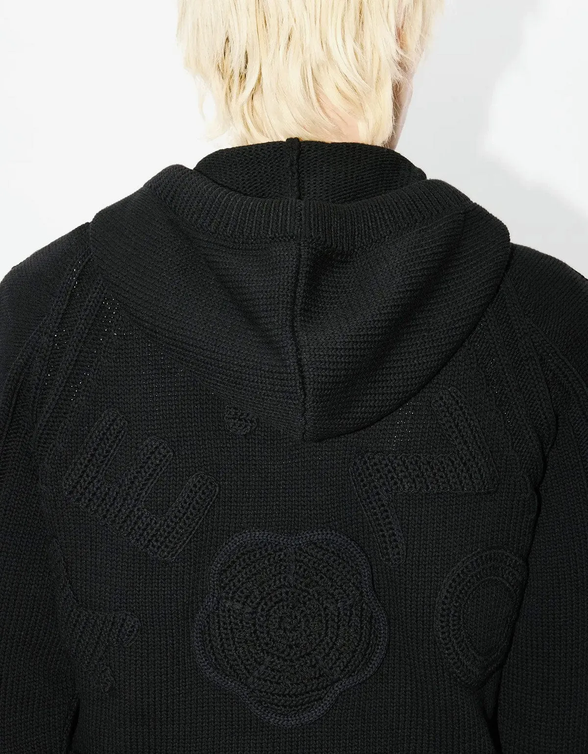 Kenzo Black Hand-Embroidered Cable Knitted Hoodie sold by Zoo Fashions product image thumbnail 5