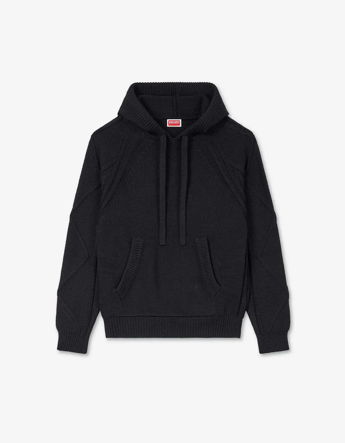 Kenzo Black Hand-Embroidered Cable Knitted Hoodie sold by Zoo Fashions