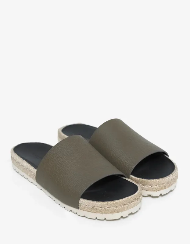 Balenciaga Khaki Leather Espadrille Sandals sold by Zoo Fashions