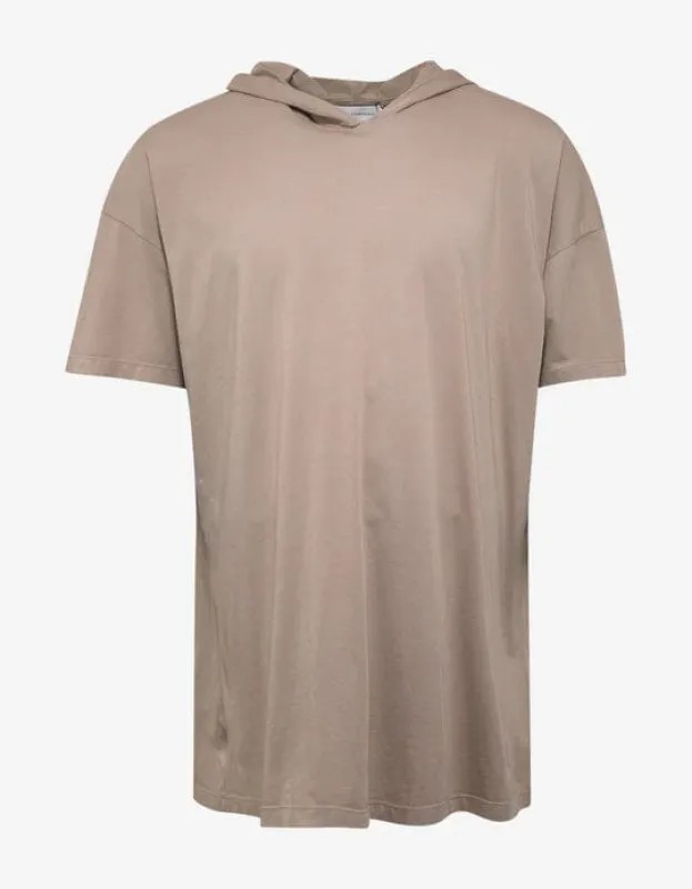 Faith Connexion Beige Oversize Hooded Tag T-Shirt sold by Zoo Fashions