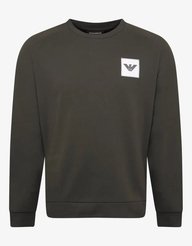 Emporio Armani Khaki Eagle Logo Patch Sweatshirt sold by Zoo Fashions