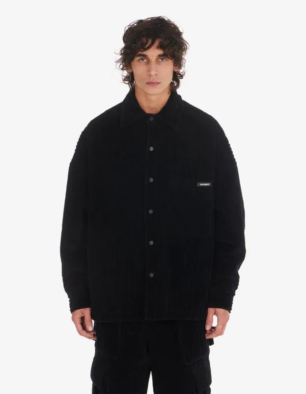Nahmias Black Corduroy Padded Shirt made by Nahmias