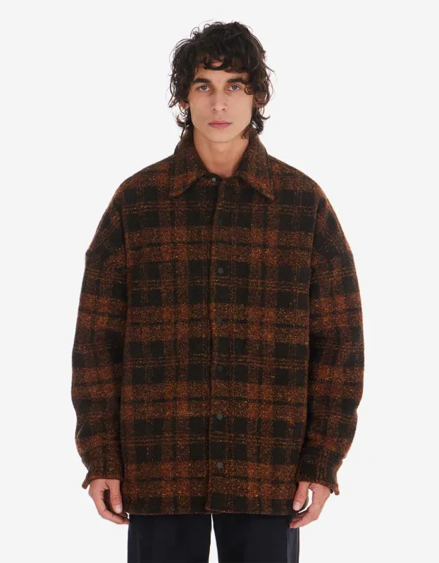 Nahmias Brown Plaid Padded Shirt sold by Zoo Fashions
