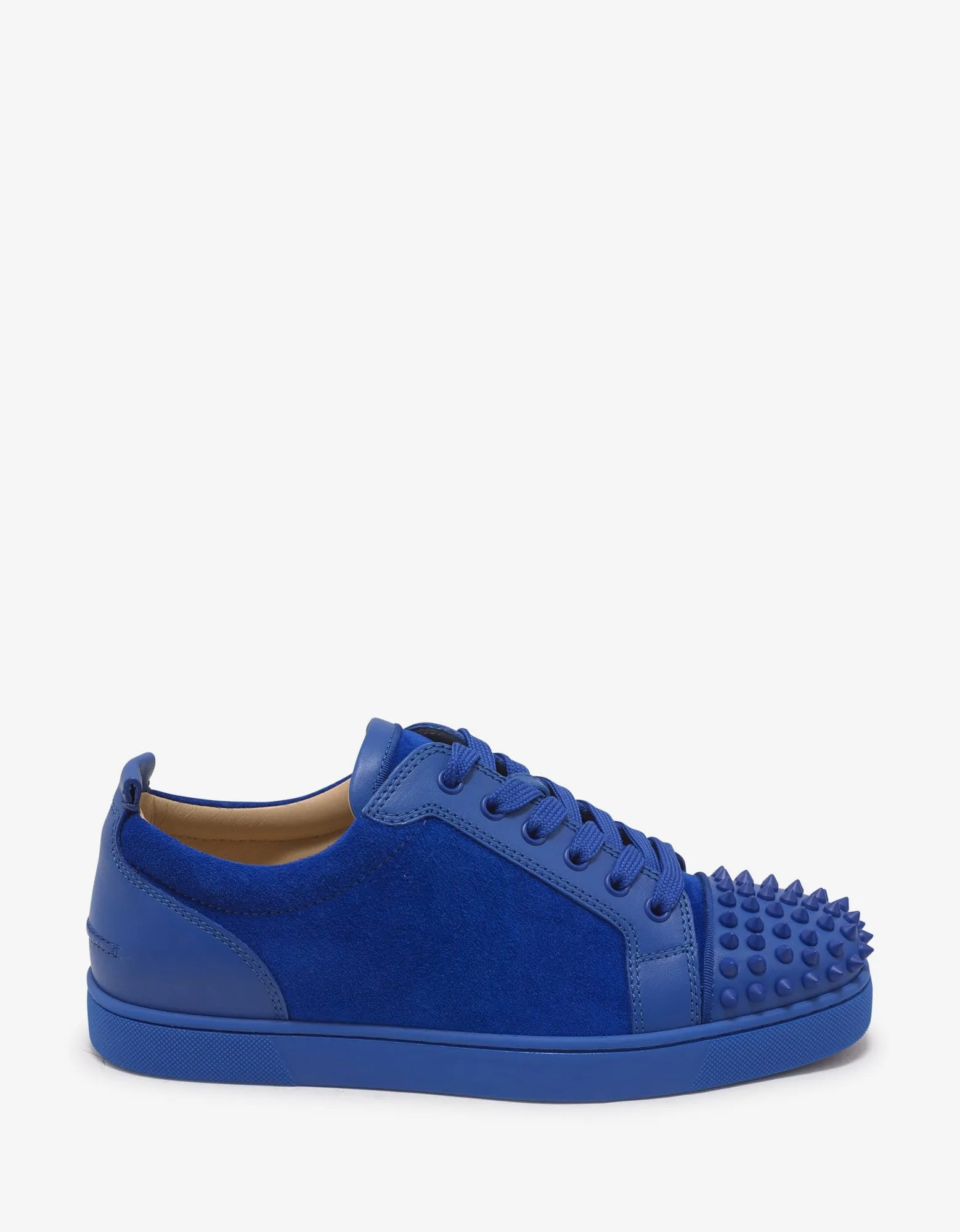 Christian Louboutin Louis Junior Spikes Flat Blue Calf & Suede Trainers - sold by Zoo Fashions product image thumbnail 2