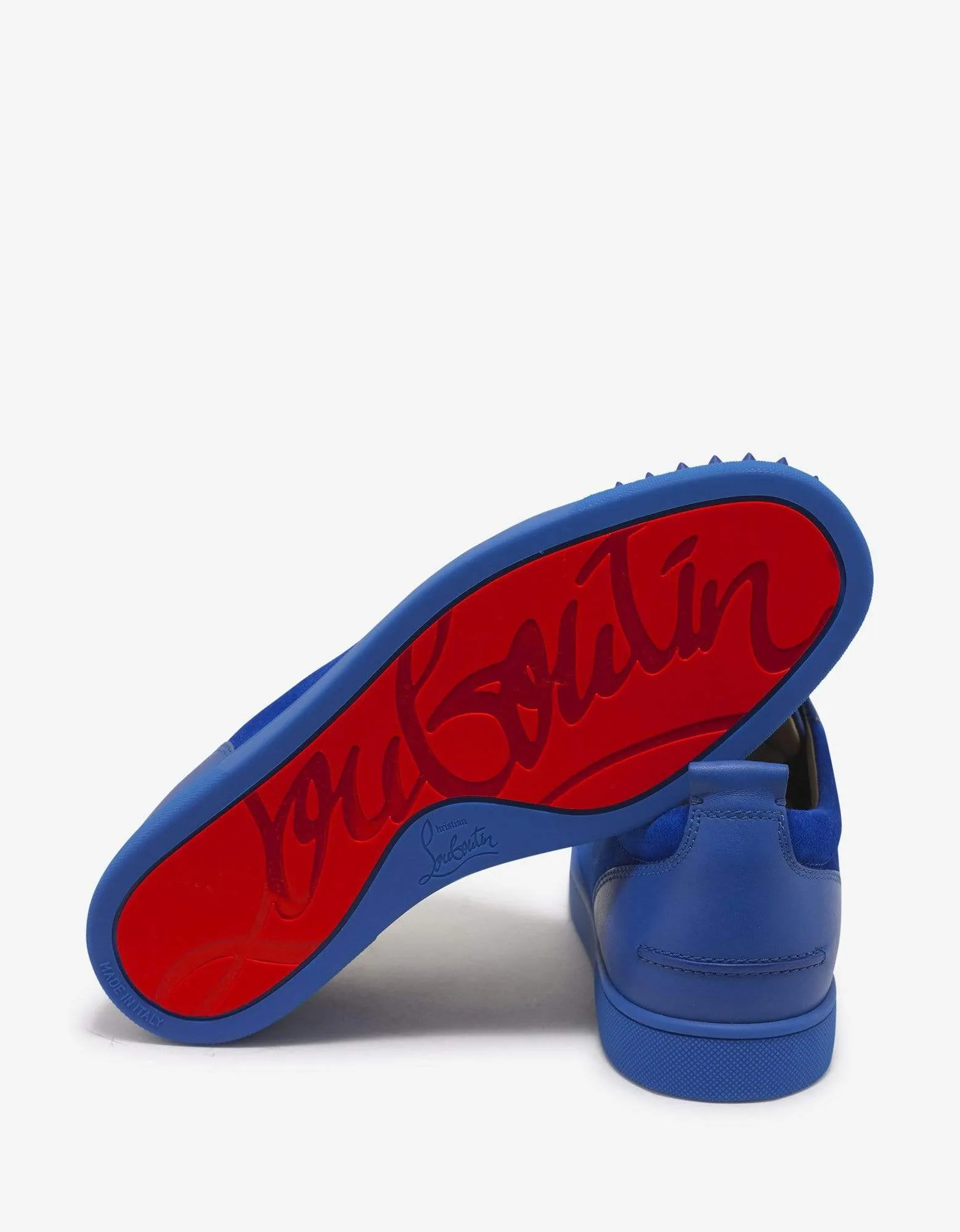 Christian Louboutin Louis Junior Spikes Flat Blue Calf & Suede Trainers - sold by Zoo Fashions product image thumbnail 5