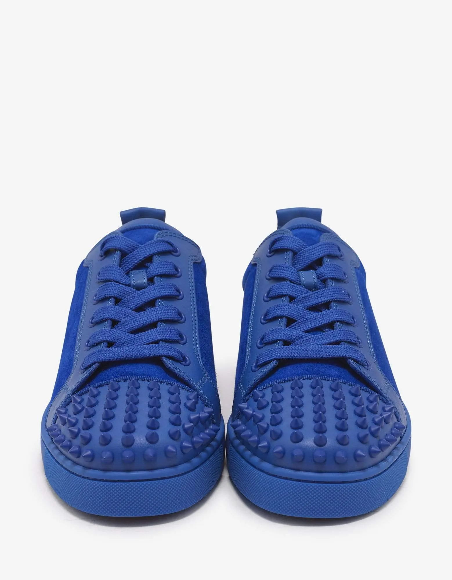 Christian Louboutin Louis Junior Spikes Flat Blue Calf & Suede Trainers - sold by Zoo Fashions product image thumbnail 3