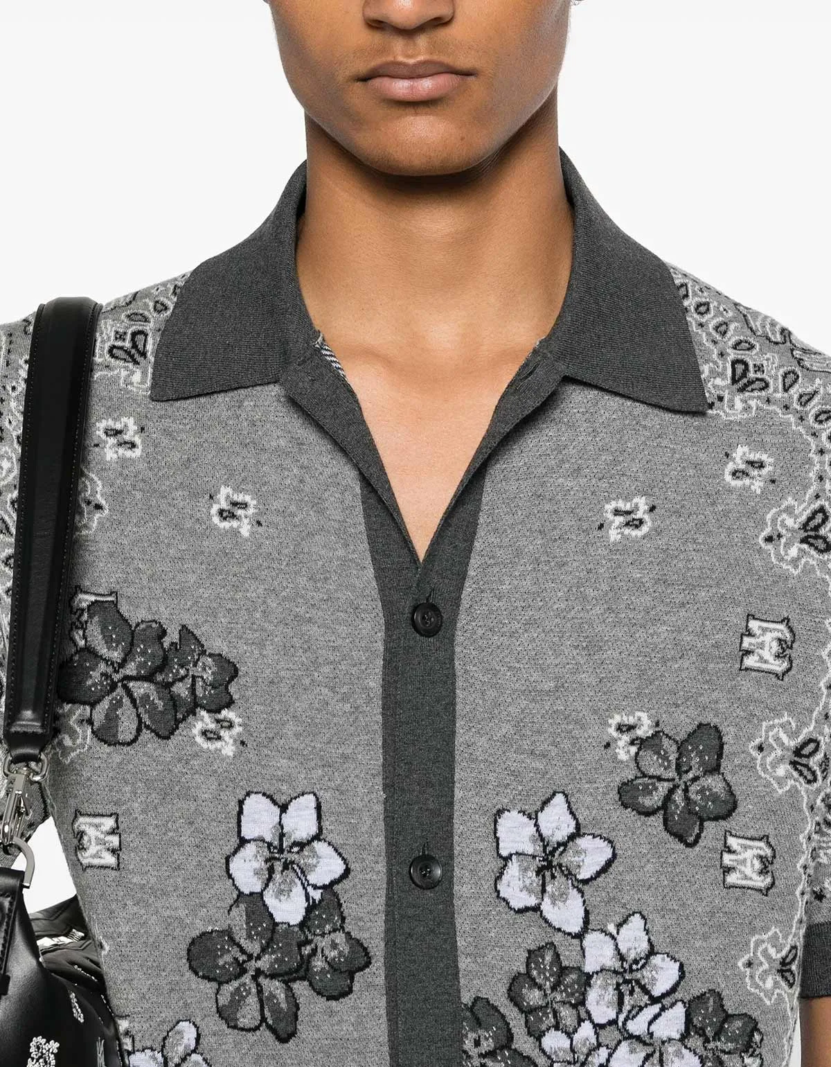 Amiri Black Bandana Floral Polo T-Shirt sold by Zoo Fashions product image thumbnail 5