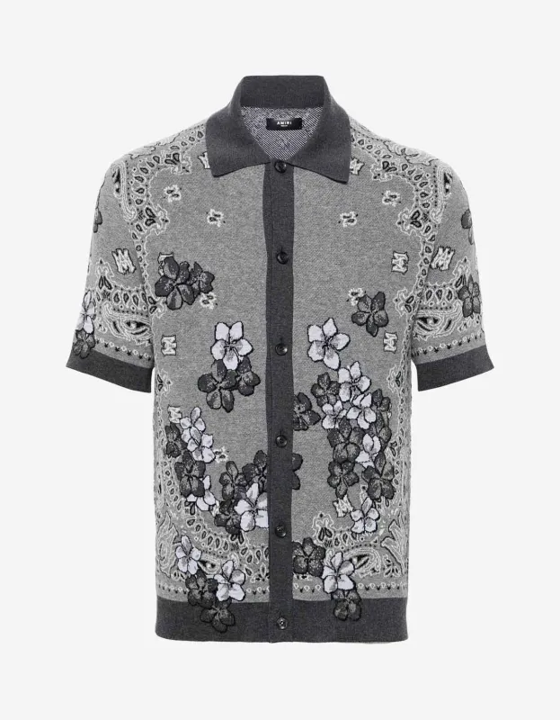 Amiri Black Bandana Floral Polo T-Shirt sold by Zoo Fashions
