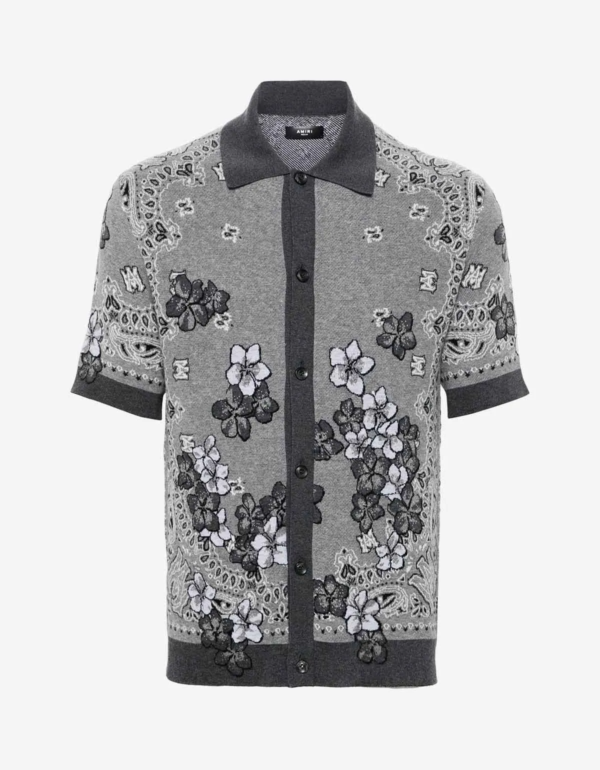 Amiri Black Bandana Floral Polo T-Shirt sold by Zoo Fashions