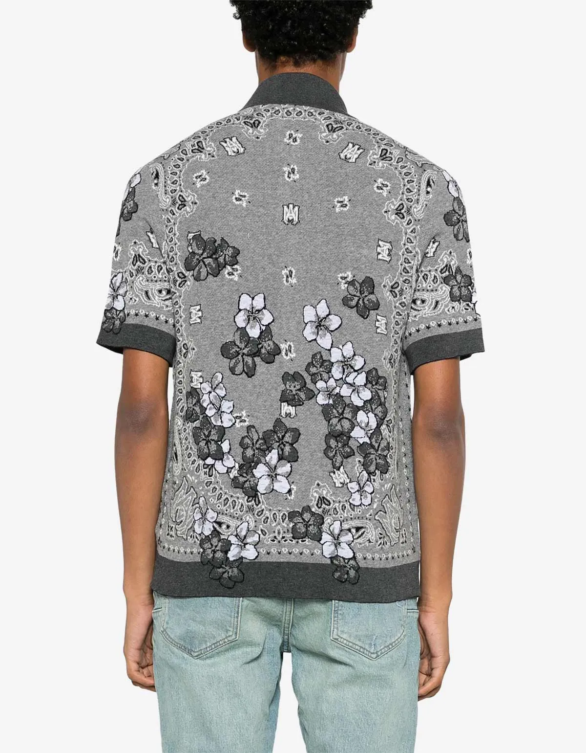 Amiri Black Bandana Floral Polo T-Shirt sold by Zoo Fashions product image thumbnail 4