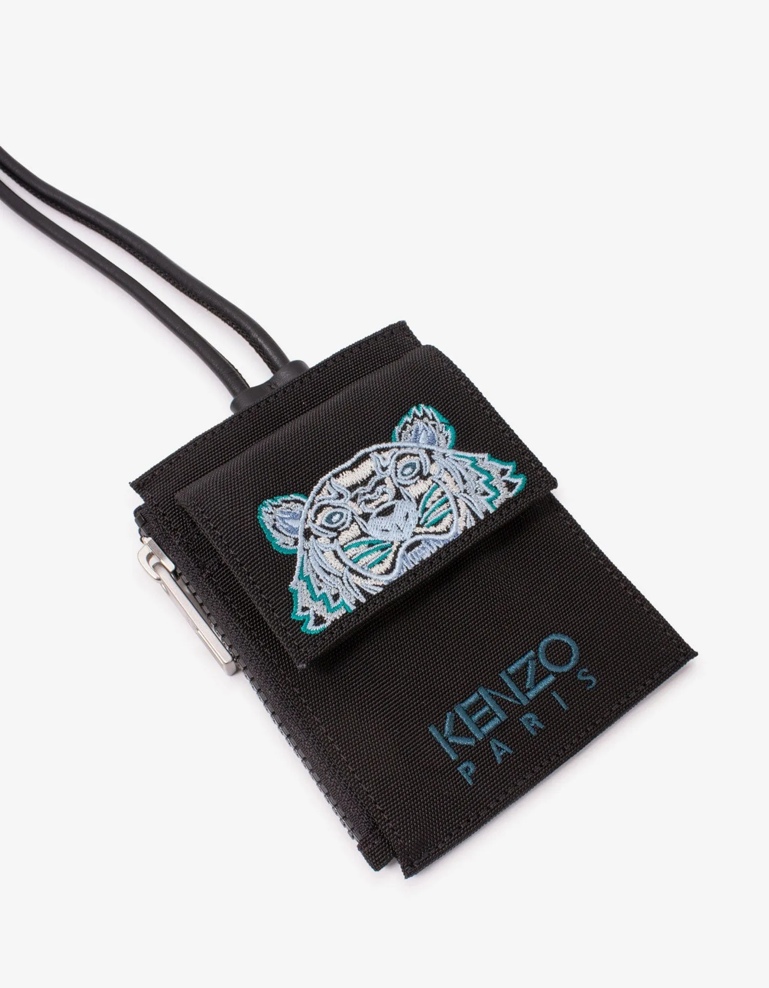 Kenzo Black Canvas Tiger Card Holder with Strap sold by Zoo Fashions product image thumbnail 2
