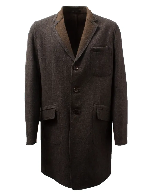 Y's by Yohji Yamamoto 3/4 Length Grey Wool Coat Jacket sold by Zoo Fashions