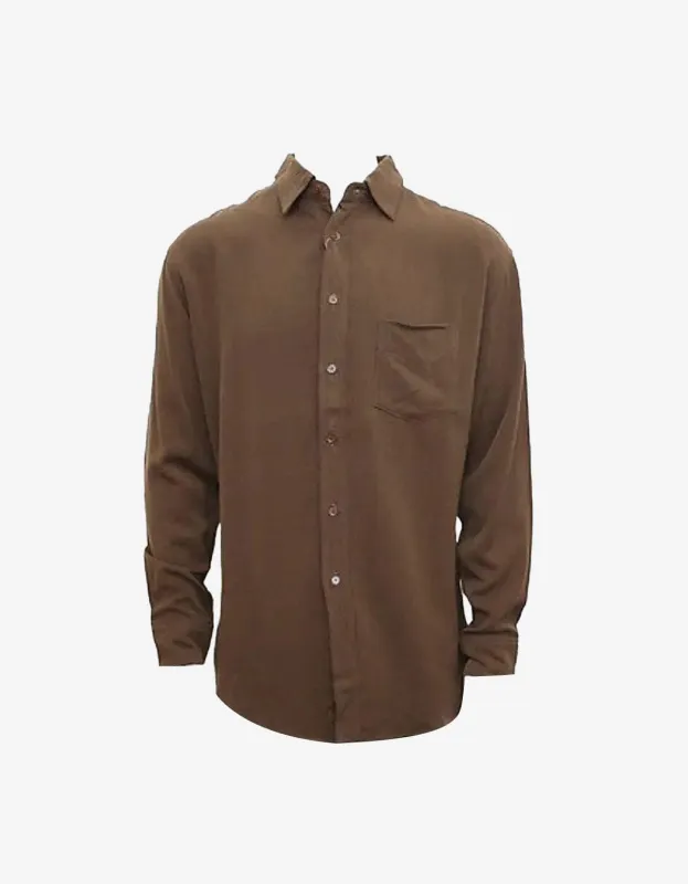 Yohji Yamamoto Brown Rayon Shirt sold by Zoo Fashions