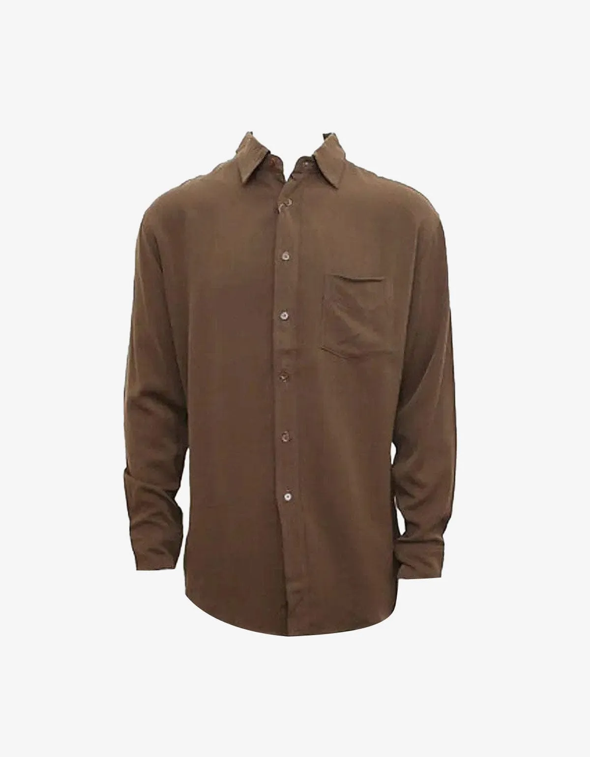 Yohji Yamamoto Brown Rayon Shirt sold by Zoo Fashions