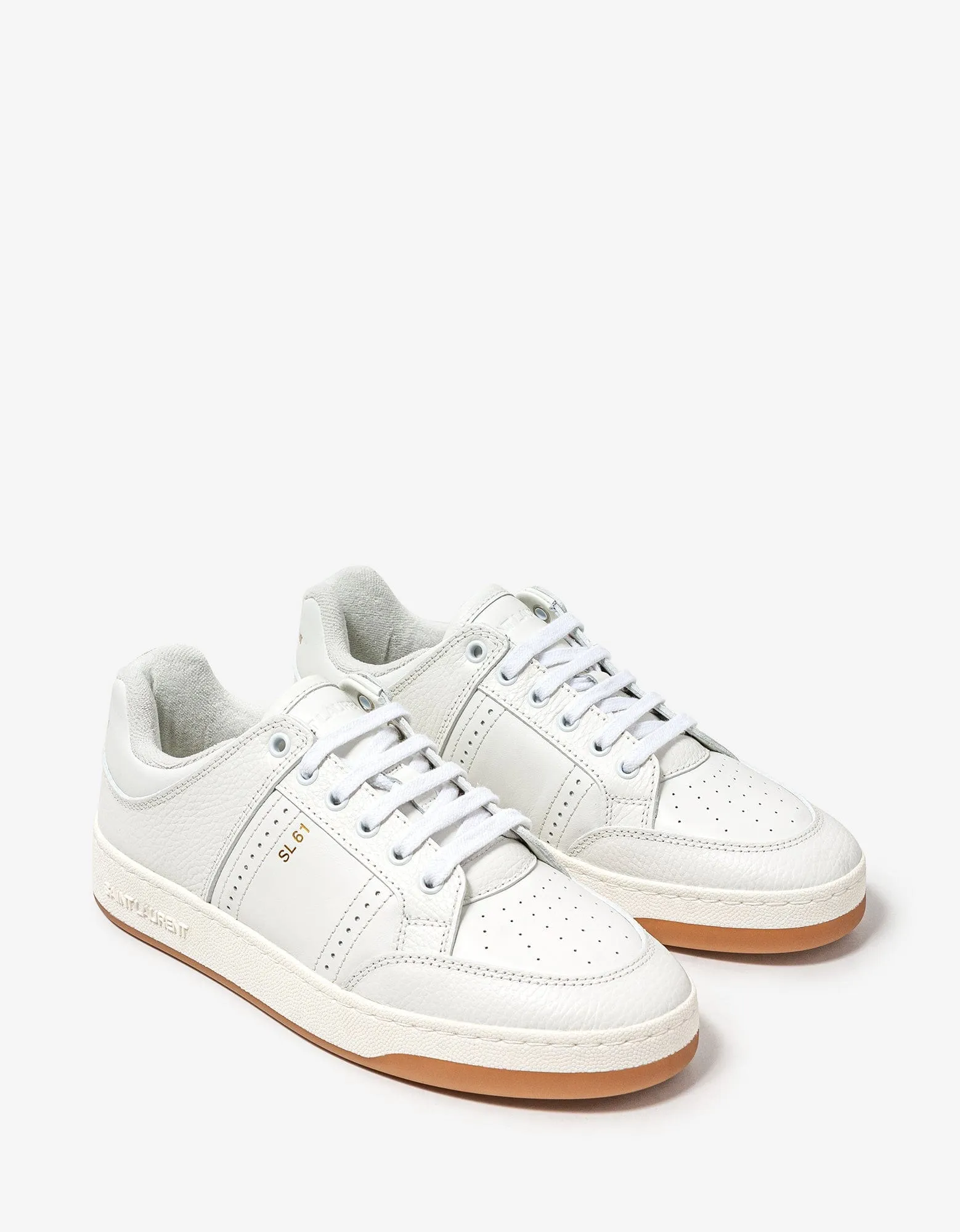 Saint Laurent White SL/61 Leather Trainers sold by Zoo Fashions
