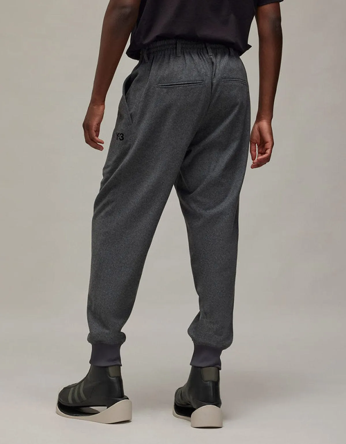 Y-3 Grey Wool Flannel Cuffed Pants sold by Zoo Fashions product image thumbnail 5