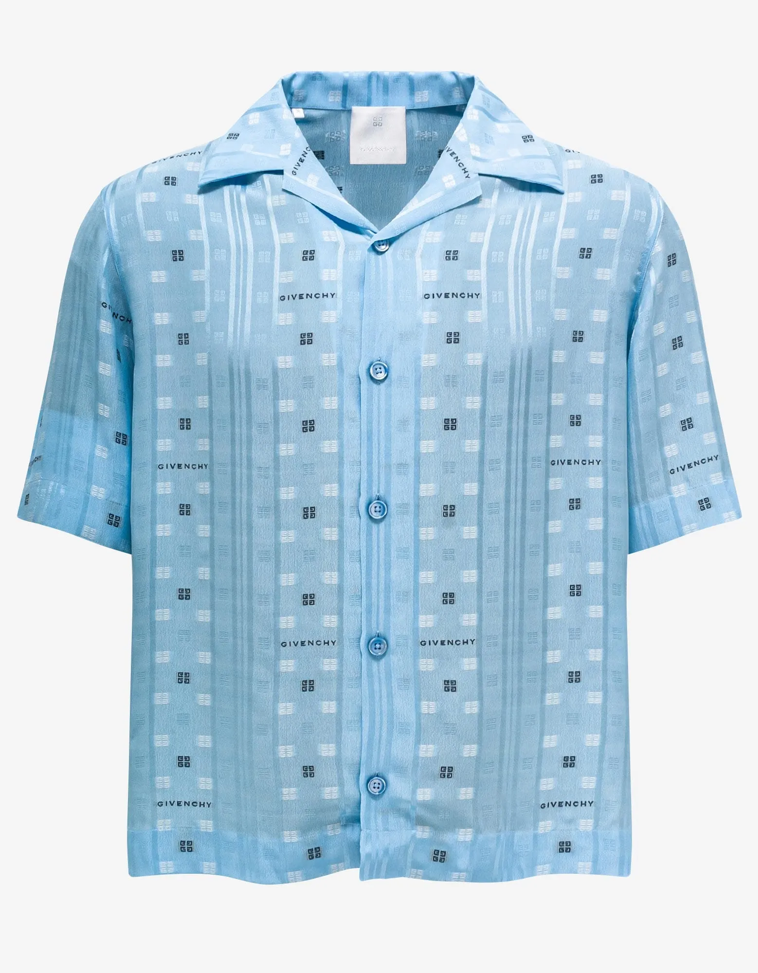 Givenchy Blue 4G Jacquard Hawaiian Shirt sold by Zoo Fashions