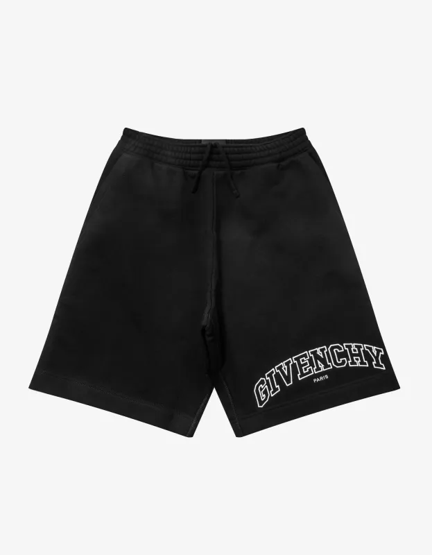 Givenchy Black Embroidered College Logo Sweat Shorts sold by Zoo Fashions