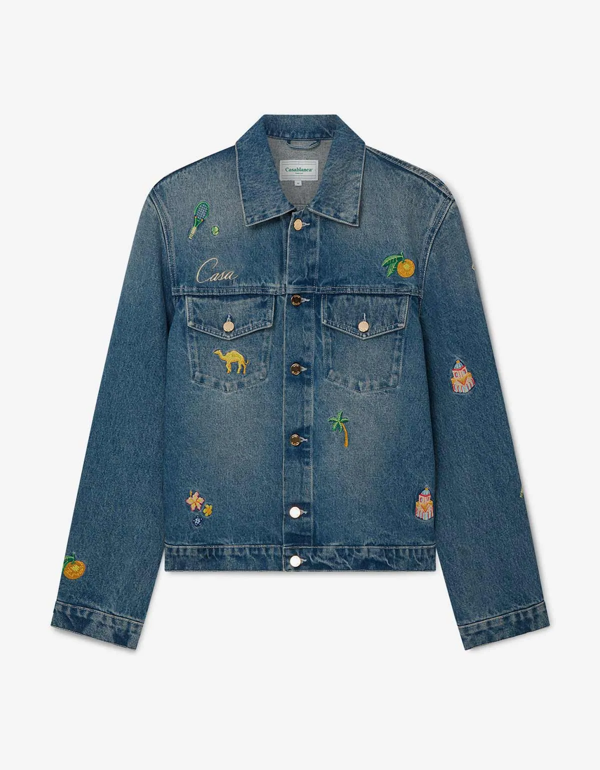 Casablanca Blue Motif Denim Jacket sold by Zoo Fashions