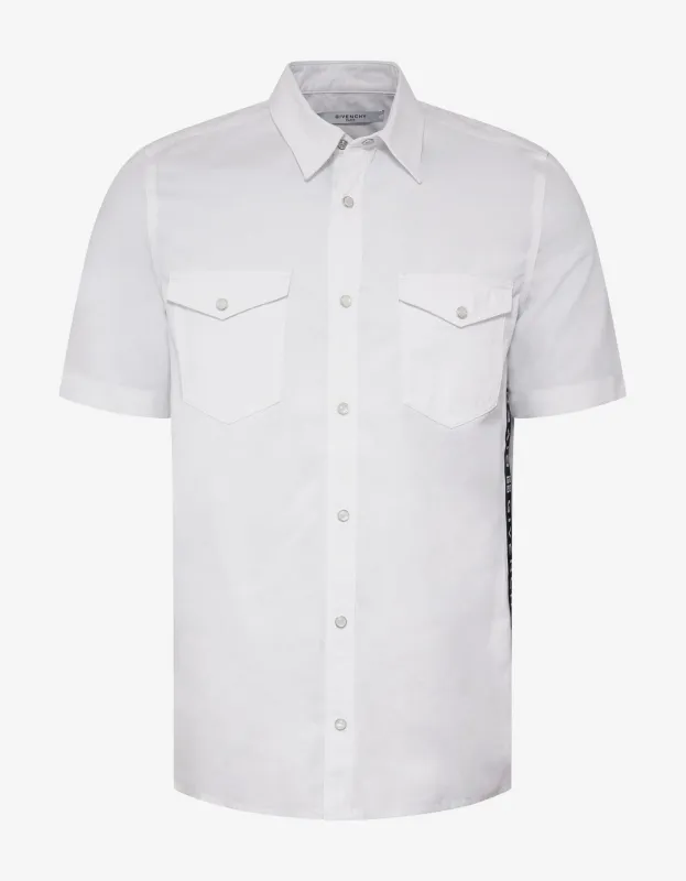Givenchy White 4G Logo Trim Short Sleeve Shirt sold by Zoo Fashions