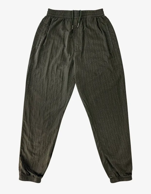 Givenchy Khaki 4G Logo Nylon Track Pants sold by Zoo Fashions