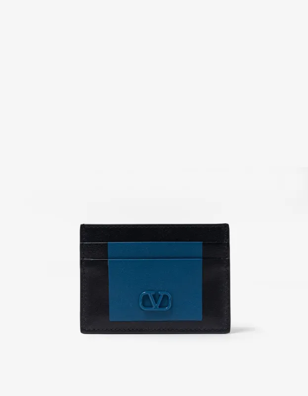 Valentino Blue VLogo Signature Card Holder sold by Zoo Fashions