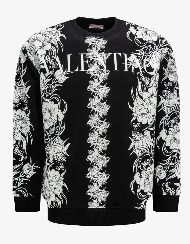 Valentino Black Street Flowers Daisyland Sweatshirt sold by Zoo Fashions